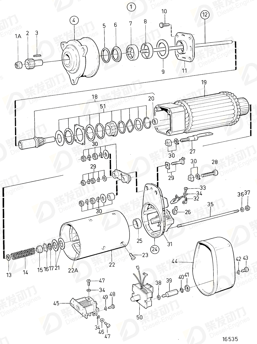 volvo penta Starter motor 477049 Drawing volvo penta Starter motor 477049 Drawing